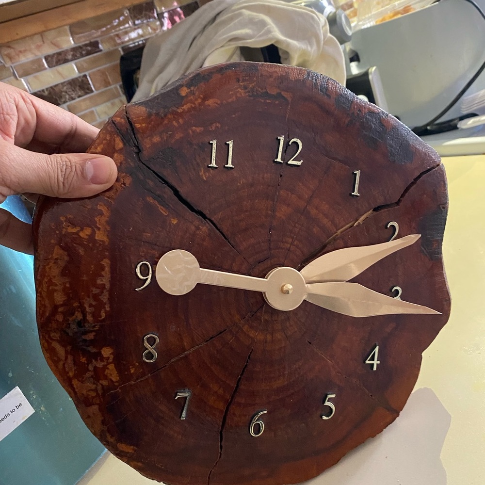 Wall watch wooden handmade antique vintage item
